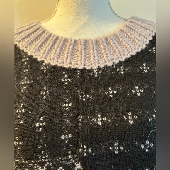 Free People Snow Globe Pullover Sweater in Onyx Combo XL NWT